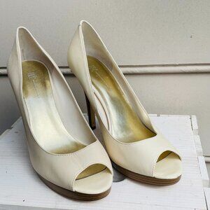 INC Heels- "Jive" Cream Leather Peep Toe Heels -size 8.5M